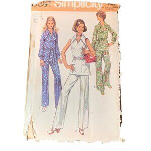 Simplicity 9361 Pattern Womens Overblouse & Pants Size 14 Misses Retro 70s
